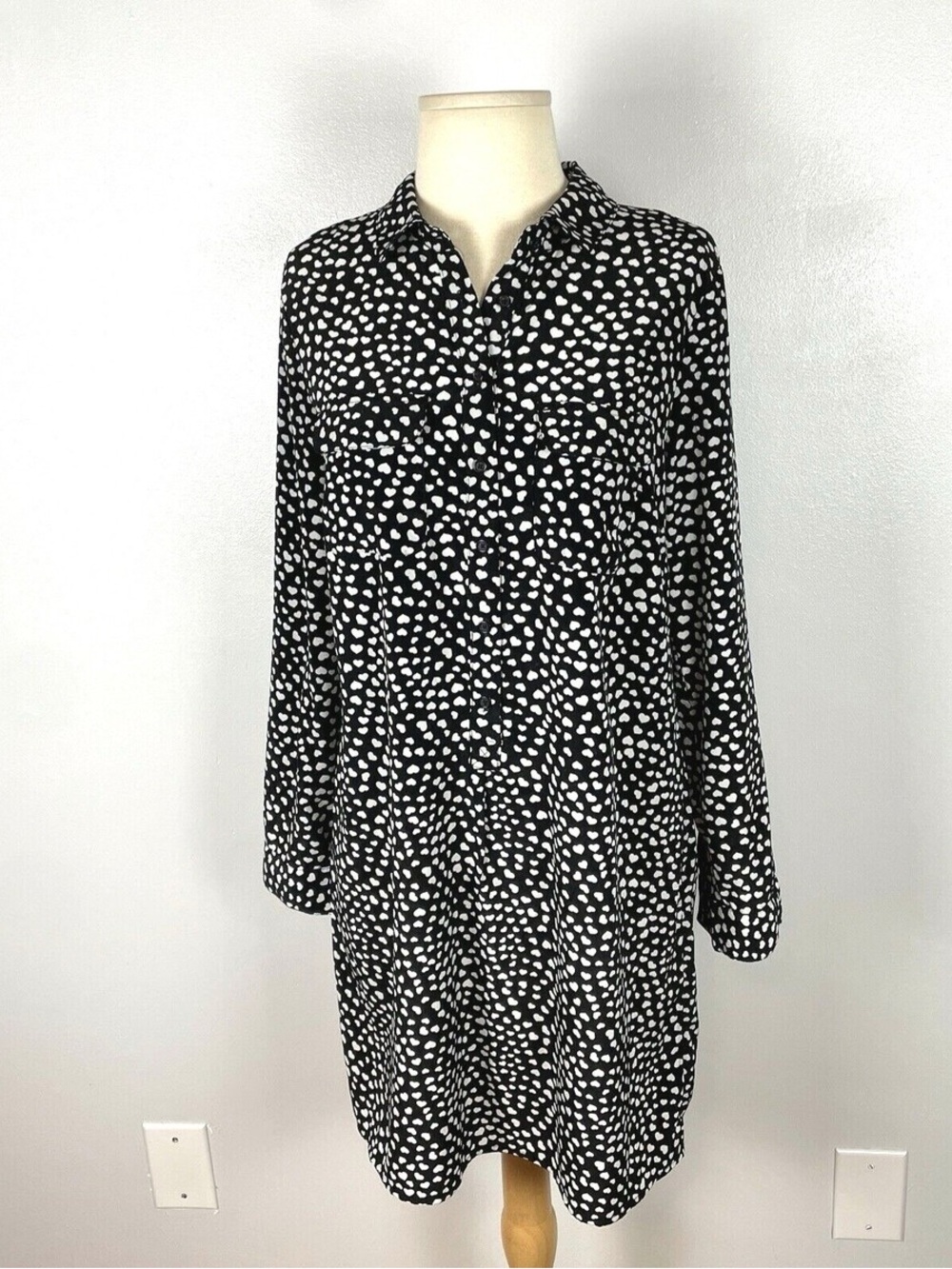 Old Navy | Heart Print Button Front Shirt Dress | Size Small